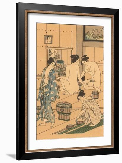 Japanese Woodblock, Public Baths-null-Framed Art Print