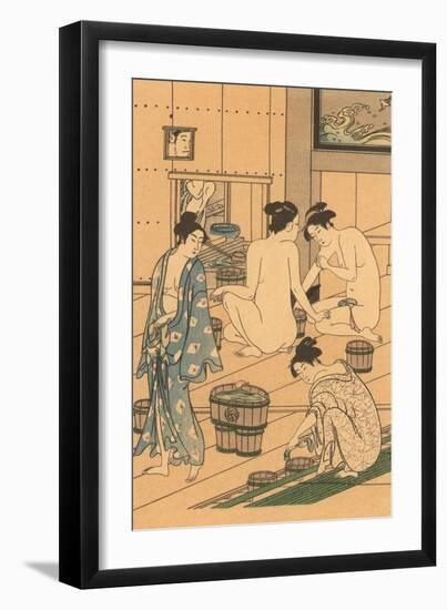 Japanese Woodblock, Public Baths-null-Framed Art Print