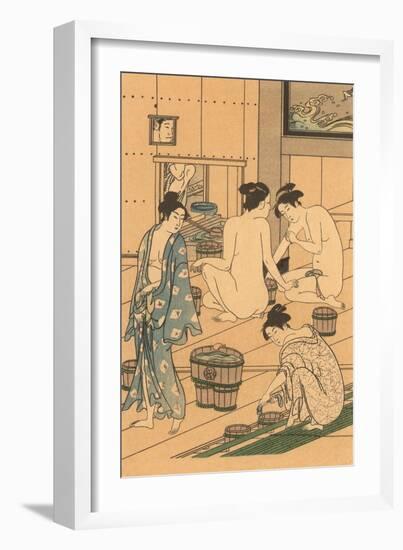 Japanese Woodblock, Public Baths-null-Framed Art Print