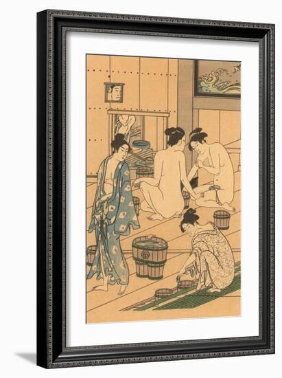 Japanese Woodblock, Public Baths-null-Framed Art Print