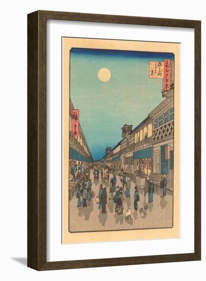 Japanese Woodblock, Street at Night-null-Framed Art Print