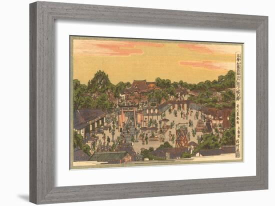 Japanese Woodblock, Street Scene-null-Framed Art Print