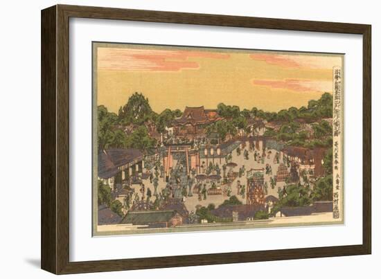 Japanese Woodblock, Street Scene-null-Framed Art Print