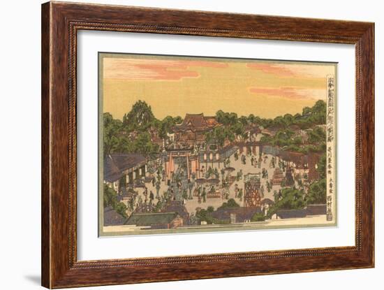 Japanese Woodblock, Street Scene-null-Framed Art Print