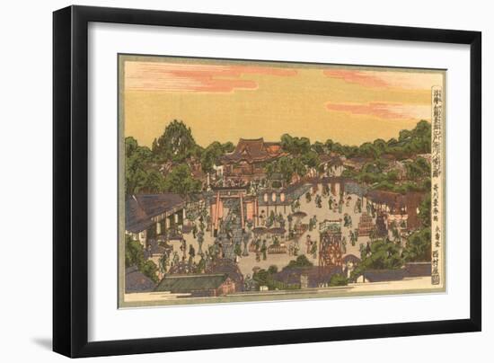 Japanese Woodblock, Street Scene-null-Framed Art Print