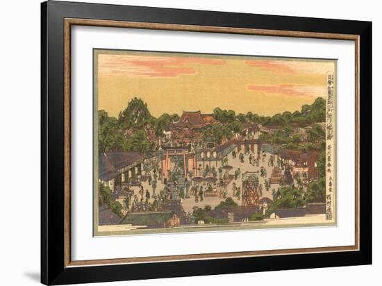 Japanese Woodblock, Street Scene-null-Framed Art Print