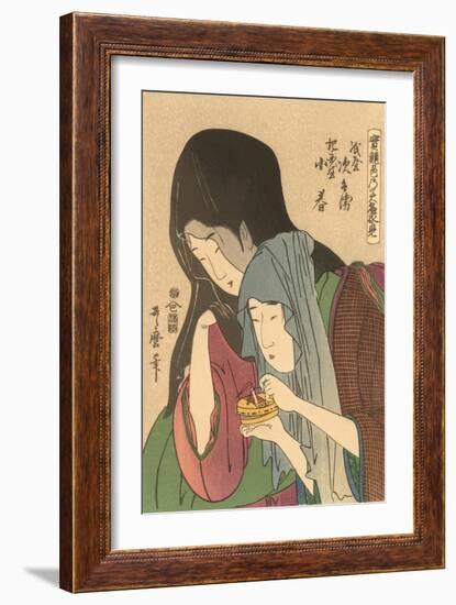 Japanese Woodblock, Two Women with Cricket Cage-null-Framed Art Print