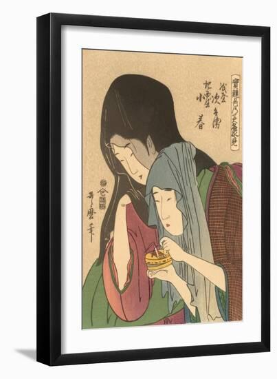 Japanese Woodblock, Two Women with Cricket Cage-null-Framed Art Print