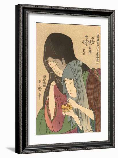 Japanese Woodblock, Two Women with Cricket Cage-null-Framed Art Print