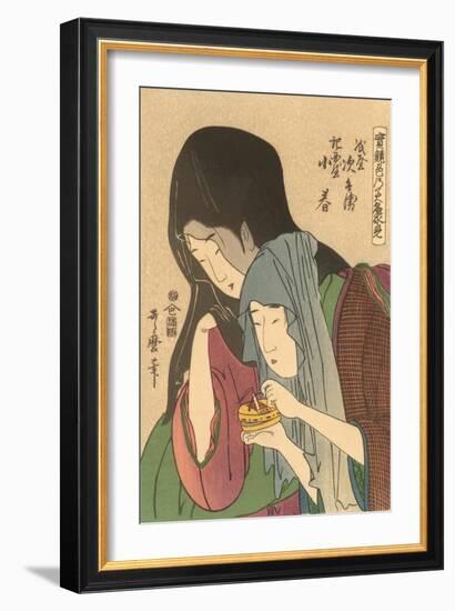 Japanese Woodblock, Two Women with Cricket Cage-null-Framed Art Print
