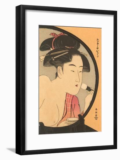 Japanese Woodblock, Woman at Toilette-null-Framed Art Print