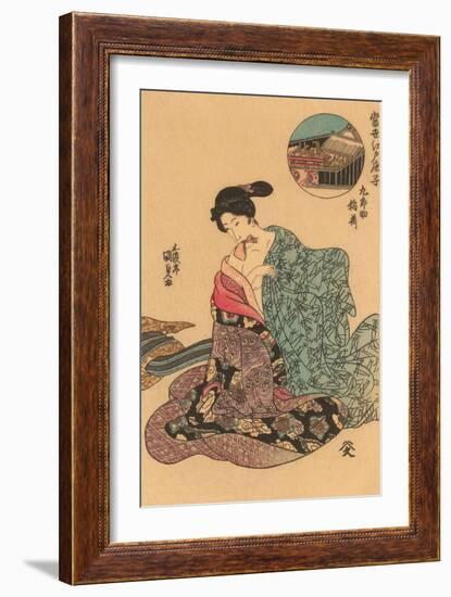 Japanese Woodblock, Woman Dressing-null-Framed Art Print