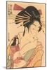 Japanese Woodblock, Woman with Doll-null-Mounted Art Print