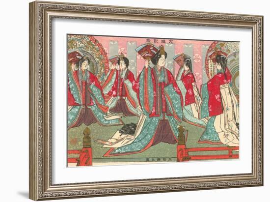 Japanese Woodblock, Women with Fans-null-Framed Art Print