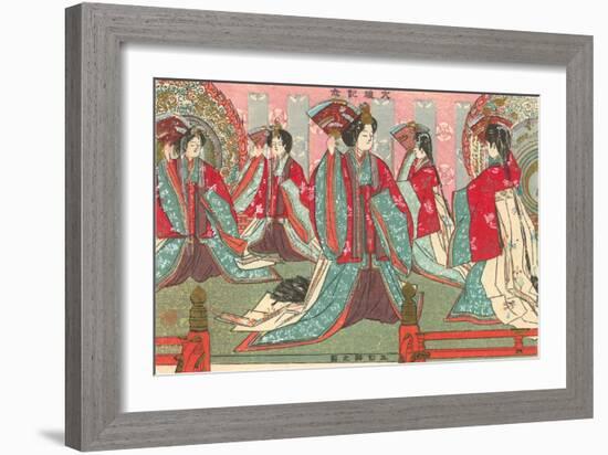 Japanese Woodblock, Women with Fans-null-Framed Art Print