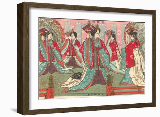 Japanese Woodblock, Women with Fans-null-Framed Art Print