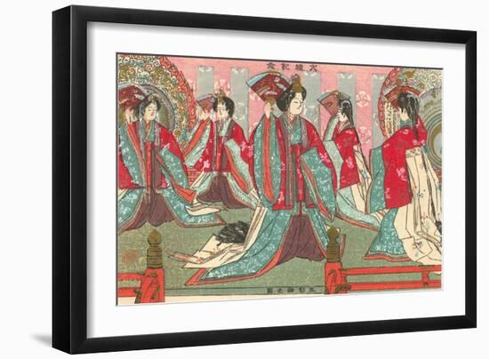 Japanese Woodblock, Women with Fans-null-Framed Art Print