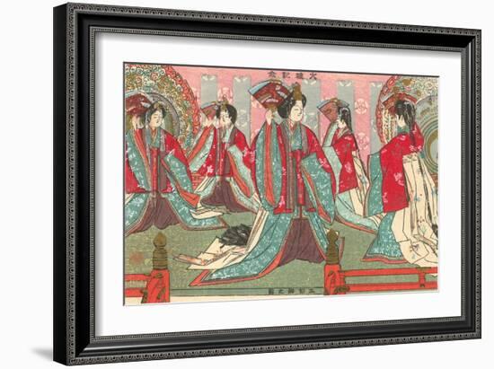 Japanese Woodblock, Women with Fans-null-Framed Art Print