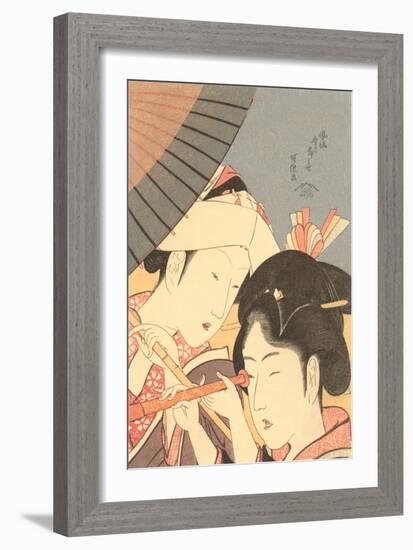Japanese Woodblock, Women with Spyglass-null-Framed Art Print