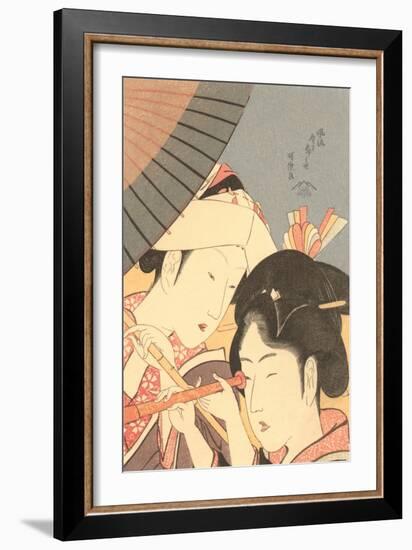 Japanese Woodblock, Women with Spyglass-null-Framed Art Print