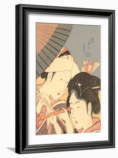 Japanese Woodblock, Women with Spyglass-null-Framed Art Print