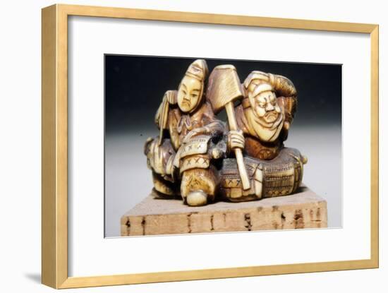 Japenese Netsuke, The Two Heroes, Benkei and Yoshitune, 19th century-Unknown-Framed Giclee Print