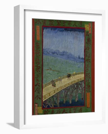 Japonaiserie: The Bridge in the Rain (after Hiroshige), Paris, 1887-Vincent van Gogh-Framed Giclee Print