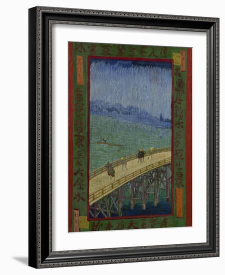 Japonaiserie: The Bridge in the Rain (after Hiroshige), Paris, 1887-Vincent van Gogh-Framed Giclee Print