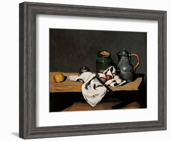 Jar, Coffee Pot and Fruit-Paul Cézanne-Framed Art Print