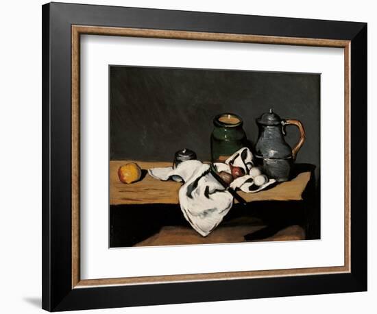 Jar, Coffee Pot and Fruit-Paul Cézanne-Framed Art Print