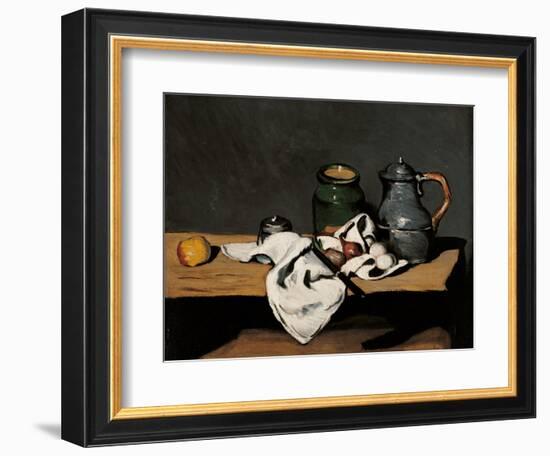 Jar, Coffee Pot and Fruit-Paul Cézanne-Framed Art Print