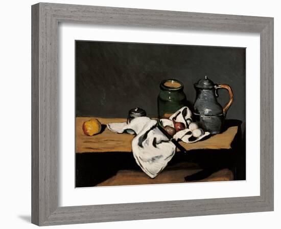 Jar, Coffee Pot and Fruit-Paul Cézanne-Framed Art Print