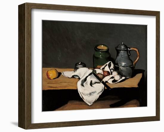 Jar, Coffee Pot and Fruit-Paul Cézanne-Framed Art Print