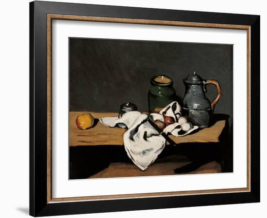 Jar, Coffee Pot and Fruit-Paul Cézanne-Framed Art Print