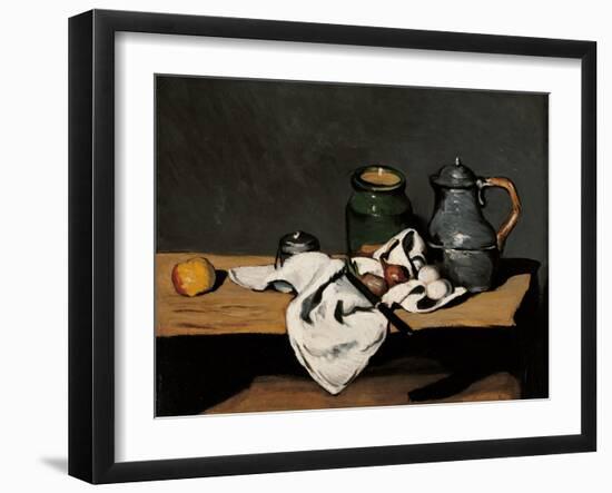 Jar, Coffee Pot and Fruit-Paul Cézanne-Framed Art Print