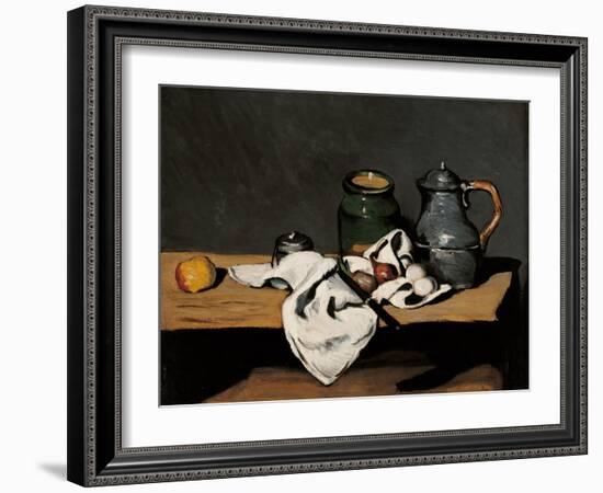 Jar, Coffee Pot and Fruit-Paul Cézanne-Framed Art Print