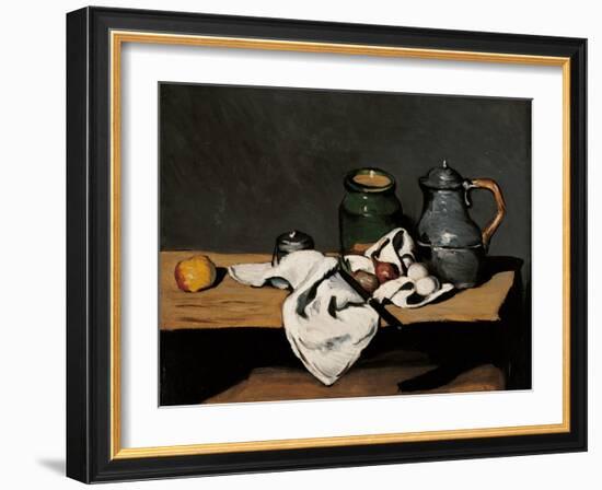 Jar, Coffee Pot and Fruit-Paul Cézanne-Framed Art Print