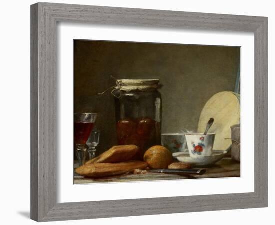 Jar of Apricots, 1758-Jean-Baptiste Simeon Chardin-Framed Giclee Print