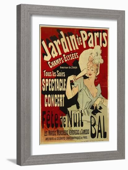 Jardin de Paris, Spectacle, Concert, Fête de Nuit, Bal-Jules Chéret-Framed Giclee Print