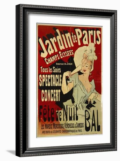 Jardin de Paris, Spectacle, Concert, Fête de Nuit, Bal-Jules Chéret-Framed Giclee Print