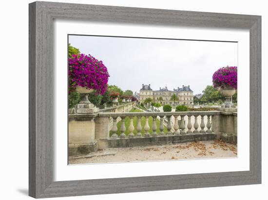 Jardin Du Luxembourg with Palace du Luxembourg with formal garden-Sylvia Gulin-Framed Photographic Print