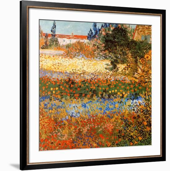 Jardin fleuri a Arles (Détail)-Vincent van Gogh-Framed Art Print