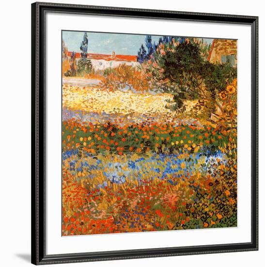 Jardin fleuri a Arles (Détail)-Vincent van Gogh-Framed Art Print