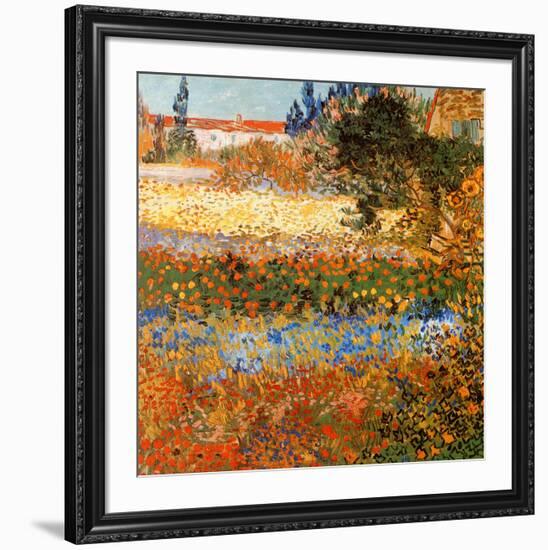 Jardin fleuri a Arles (Détail)-Vincent van Gogh-Framed Art Print