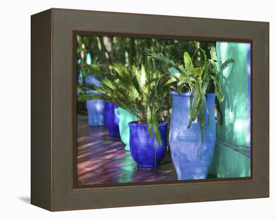 Jardin Majorelle and Museum of Islamic Art, Villa Pottery, Marrakech, Morocco-Walter Bibikow-Framed Premier Image Canvas