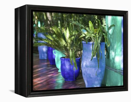 Jardin Majorelle and Museum of Islamic Art, Villa Pottery, Marrakech, Morocco-Walter Bibikow-Framed Premier Image Canvas