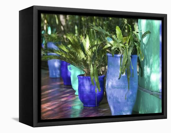 Jardin Majorelle and Museum of Islamic Art, Villa Pottery, Marrakech, Morocco-Walter Bibikow-Framed Premier Image Canvas