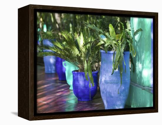 Jardin Majorelle and Museum of Islamic Art, Villa Pottery, Marrakech, Morocco-Walter Bibikow-Framed Premier Image Canvas