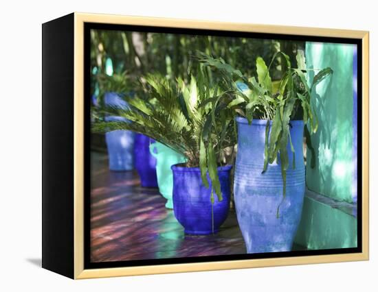 Jardin Majorelle and Museum of Islamic Art, Villa Pottery, Marrakech, Morocco-Walter Bibikow-Framed Premier Image Canvas