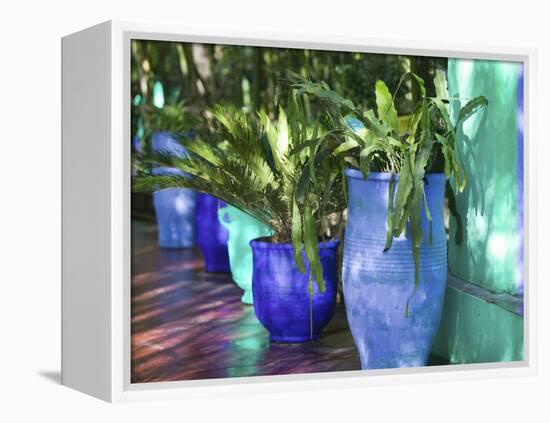 Jardin Majorelle and Museum of Islamic Art, Villa Pottery, Marrakech, Morocco-Walter Bibikow-Framed Premier Image Canvas